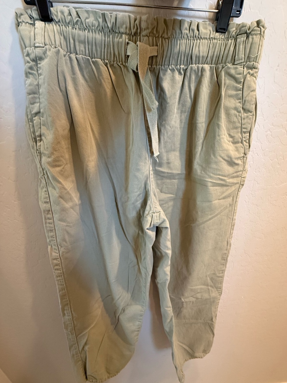 Zara Light Olive Drawstring Chinos